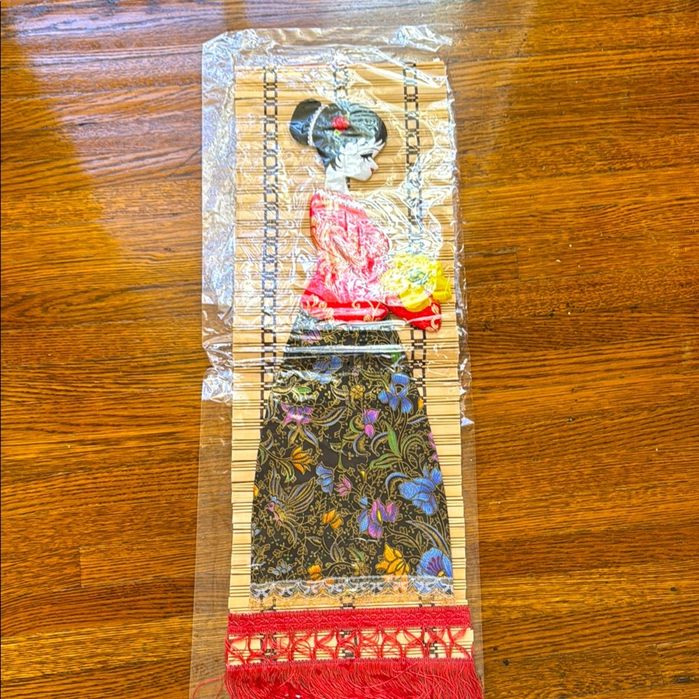 Decorative Asian Wall Hanging with Red and Black Accents
